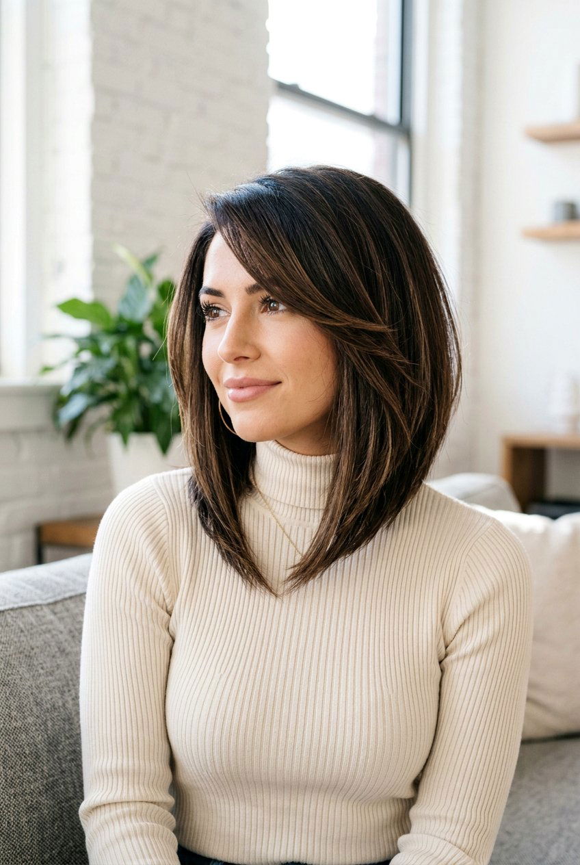 Angled Layered Lob - 20 bouncy hairstyle for layered lob - 20 bouncy hairstyle for layered lob