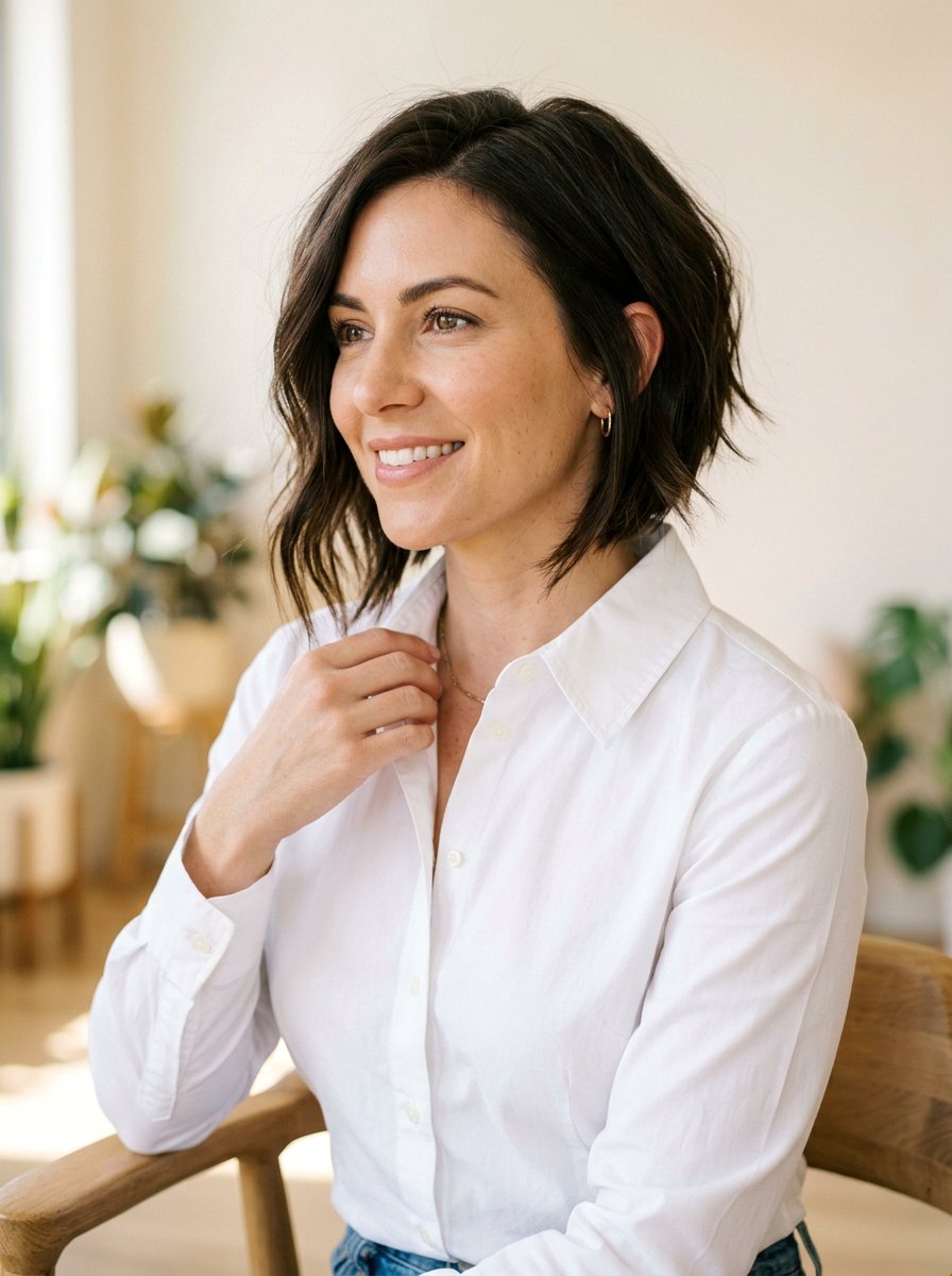 Angled Lob Haircut - 20 polished lob for mature women - 20 polished lob for mature women