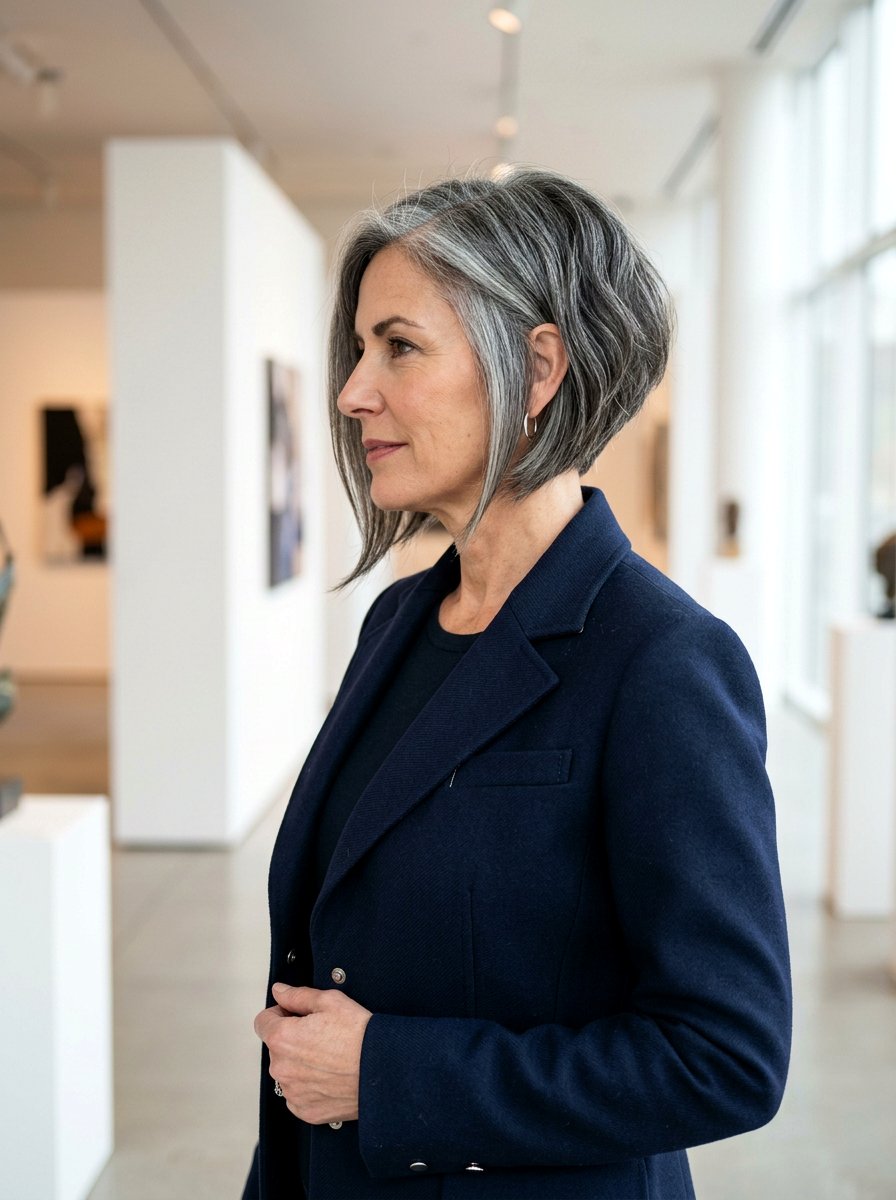 Angled Salt And Pepper Bob - 20 salt and pepper bob for older women - 20 salt and pepper bob for older women