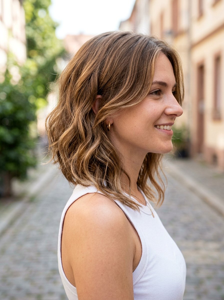 Angled Wavy Lob With Face Framing Layers - 20 wavy lob with face framing layers - 20 wavy lob with face framing layers