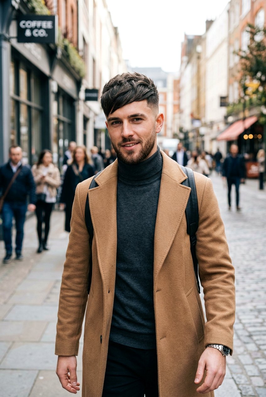 Angular Fringe Cut - 20 mens haircut for round chubby face - 20 men’s haircut for round chubby face