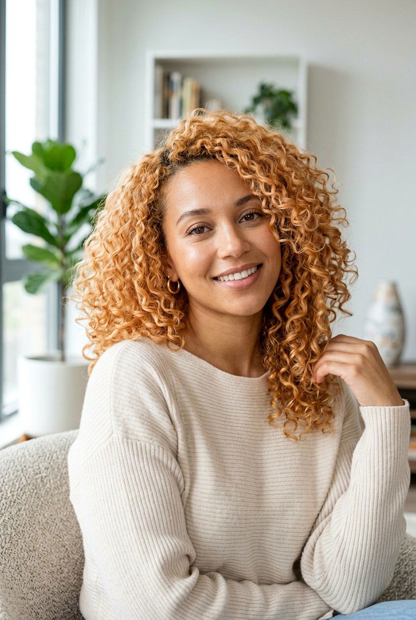 Apricot Blonde On Natural Curls - 20 apricot blonde hair color - 20 apricot blonde hair color