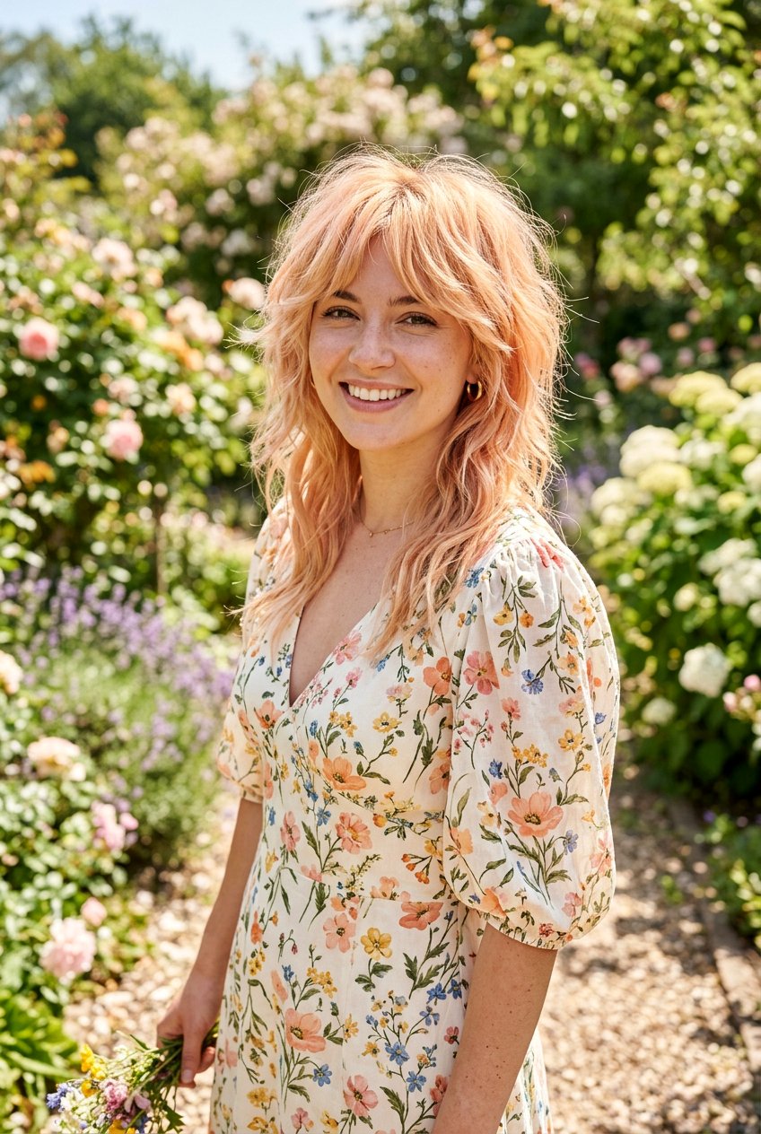 Apricot Blonde Wolf Cut - 20 hair color ideas for wolf cuts - 20 hair color ideas for wolf cuts