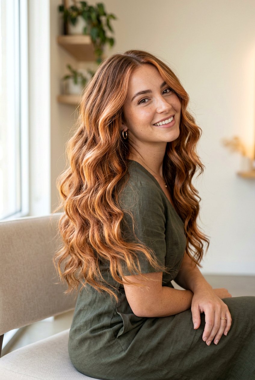 Apricot Copper Balayage On Thick Hair - 20 apricot copper balayage - 20 apricot copper balayage