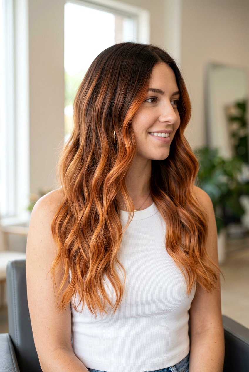 Apricot Copper Balayage With Root Melt - 20 apricot copper balayage - 20 apricot copper balayage