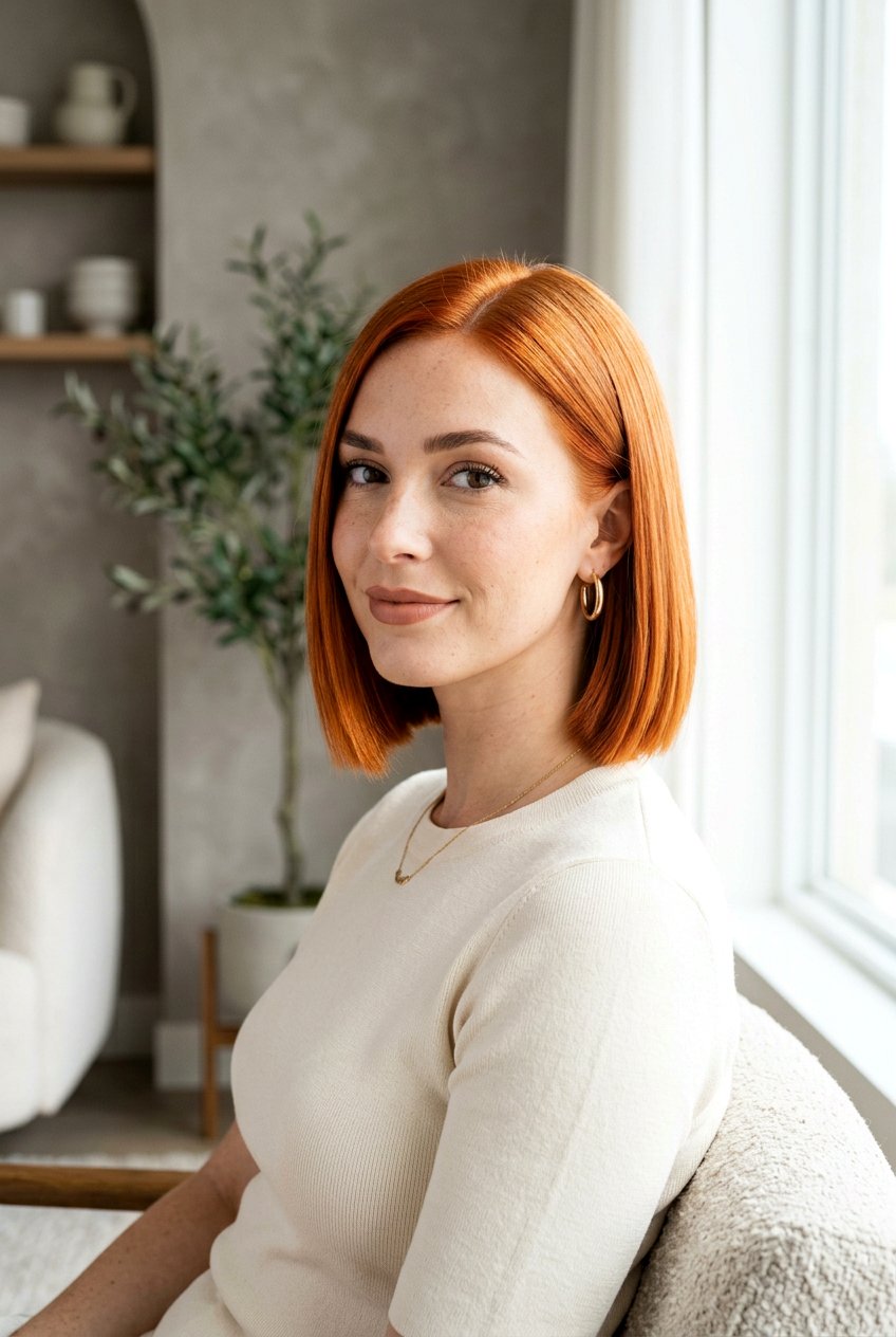 Apricot Copper Bob Haircut - 20 apricot copper hair - 20 apricot copper hair