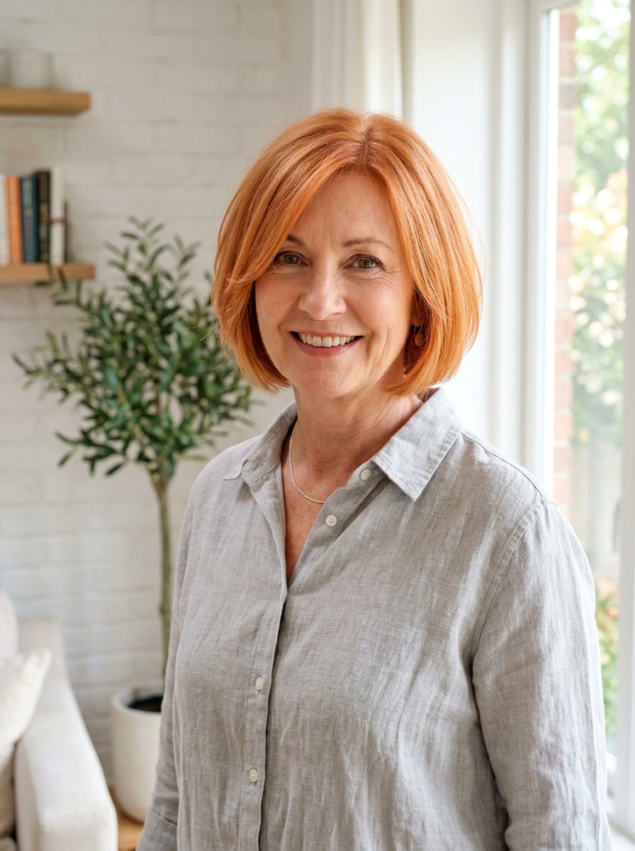 Apricot Copper Bob - 20 soft copper for mature women - 20 soft copper for mature women