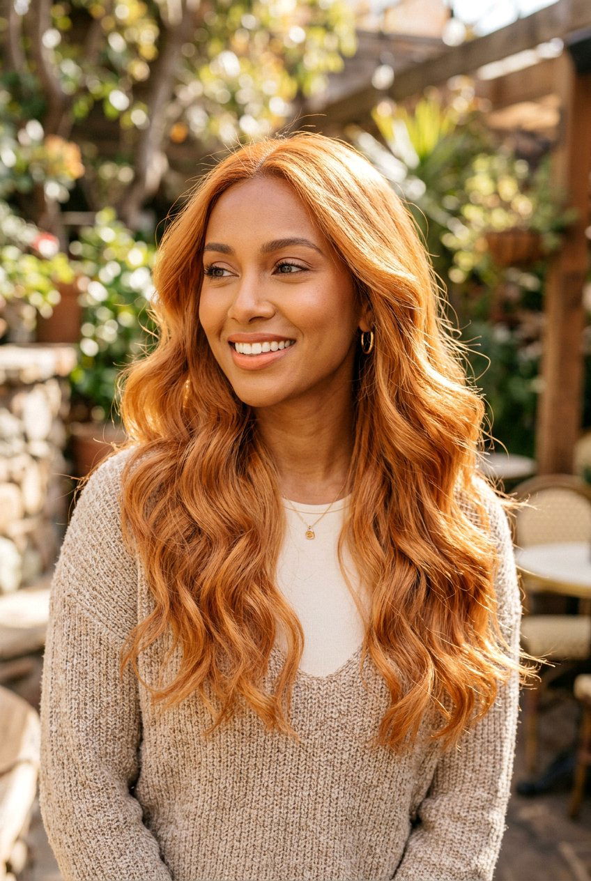 Apricot Copper Hair for Warm Skin Tones - 20 apricot copper hair - 20 apricot copper hair