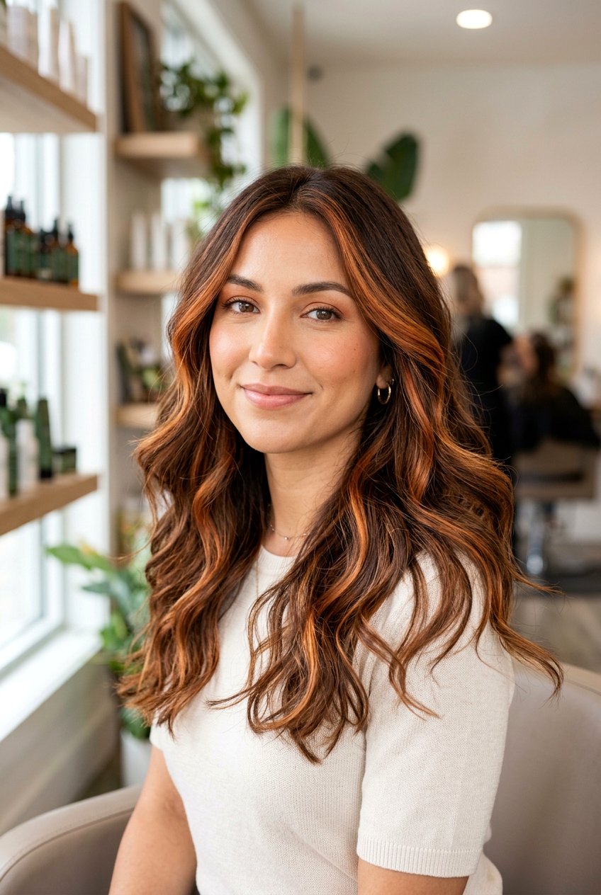 Apricot Copper Highlights on Brown Hair - 20 apricot copper hair - 20 apricot copper hair