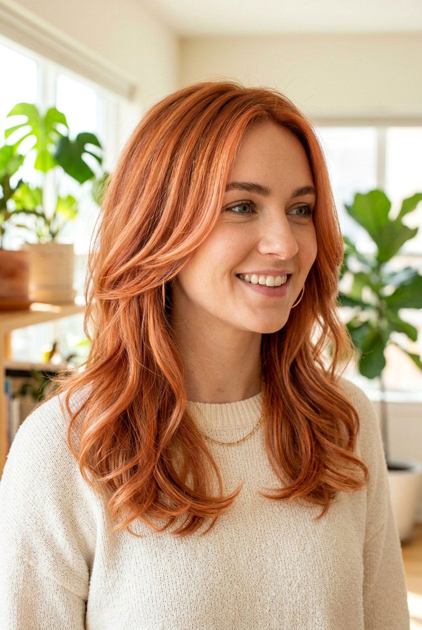 Apricot Copper on Medium Length Hair - 20 apricot copper hair - 20 apricot copper hair