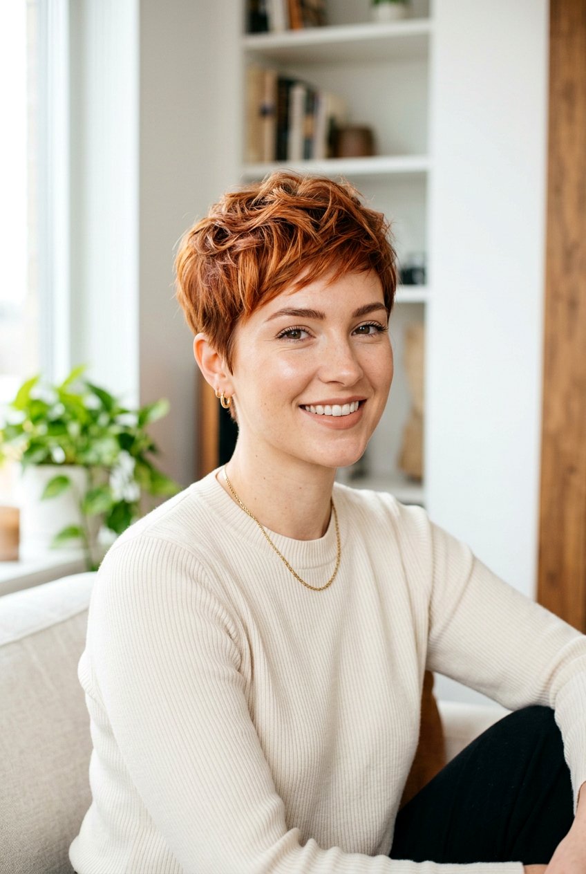 Apricot Copper on Short Pixie Cut - 20 apricot copper hair - 20 apricot copper hair