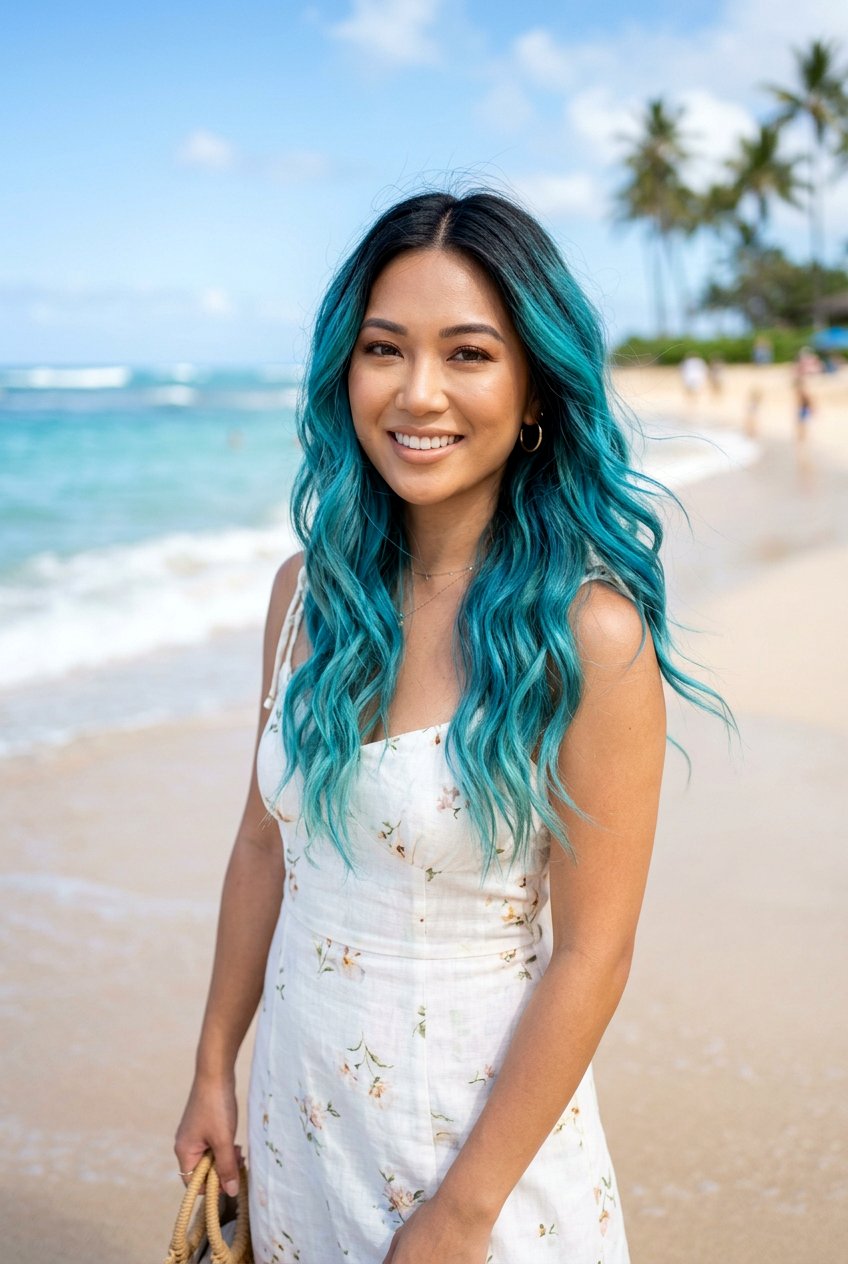 Aqua Blue Balayage On Black Hair - 20 blue balayage on black hair - 20 blue balayage on black hair
