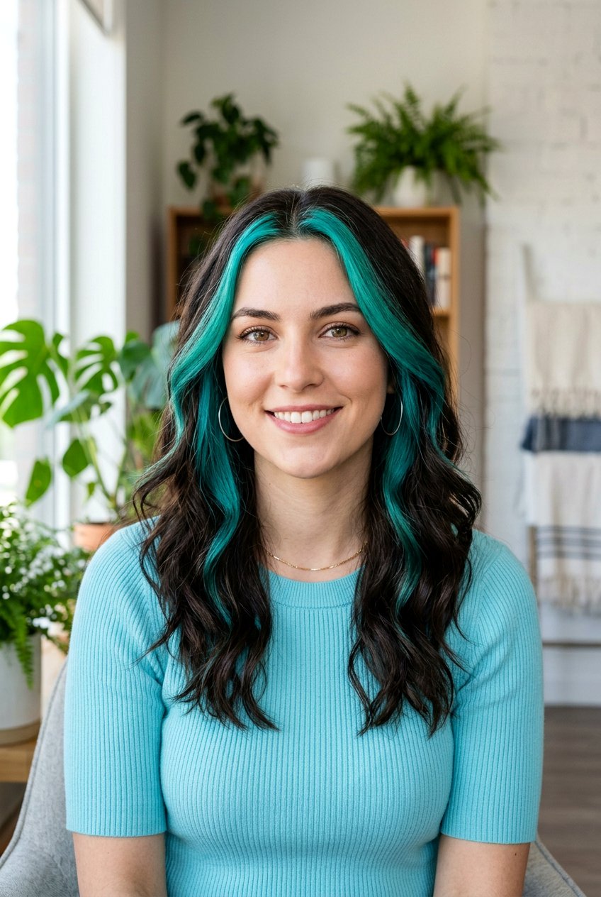 Aqua Money Piece Dark Hair - 20 e girl money piece hair - 20 e girl money piece hair