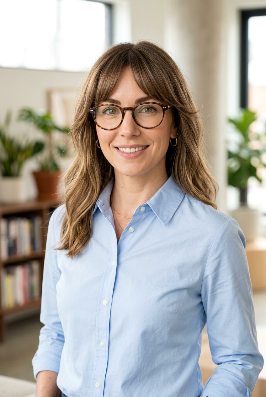 Arched Long Bangs - 20 long bangs for women with glasses - 20 long bangs for women with glasses