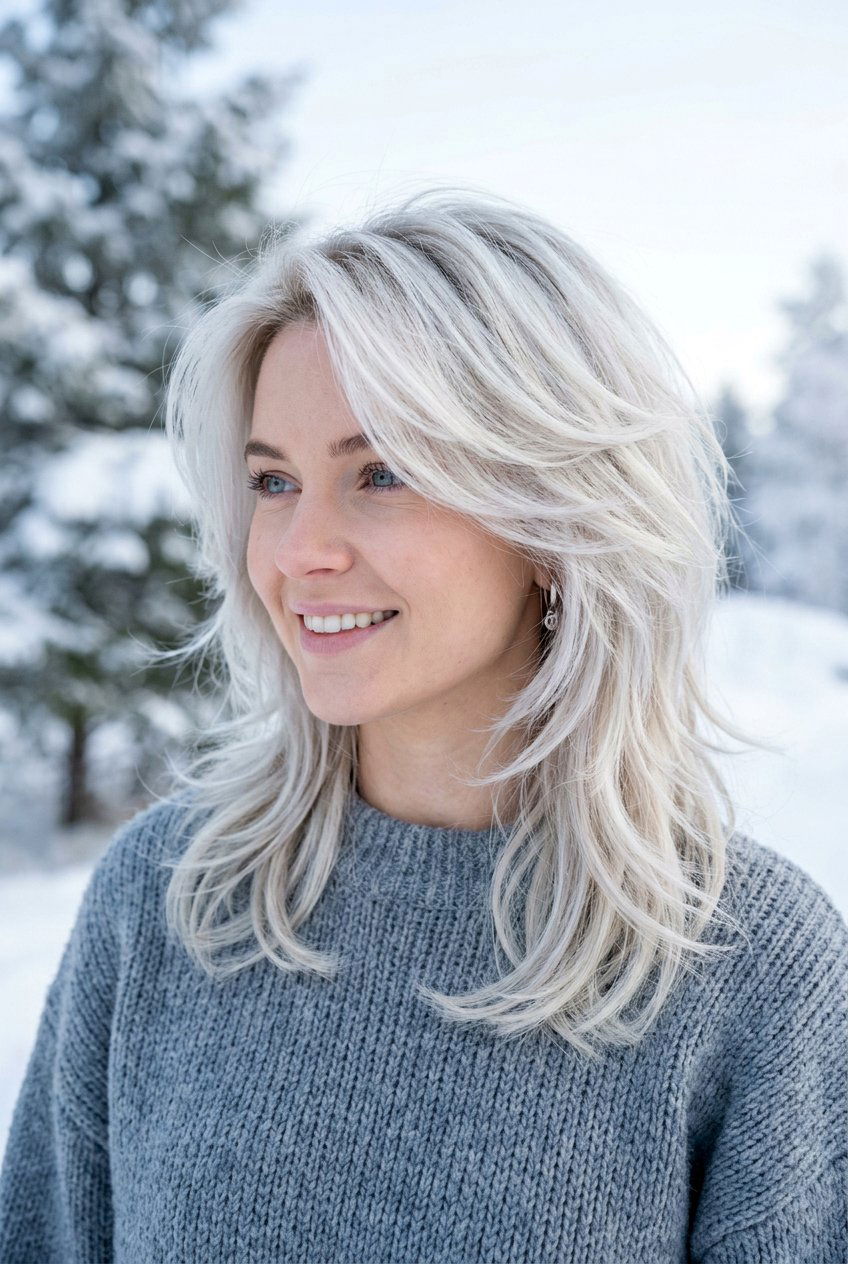 Arctic White Blonde Layered Hair - 20 white blonde hair color - 20 white blonde hair color