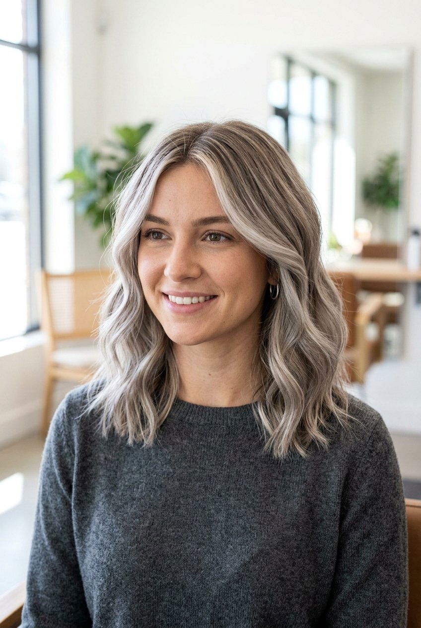 Ash Blonde Balayage - 20 blonde highlights for gray blending - 20 blonde highlights for gray blending