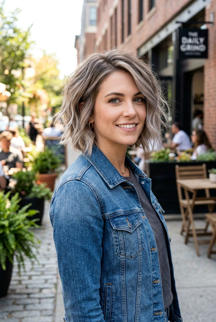 Ash Blonde Balayage Textured Bob - 20 blonde bob balayage ideas - 20 blonde bob balayage ideas