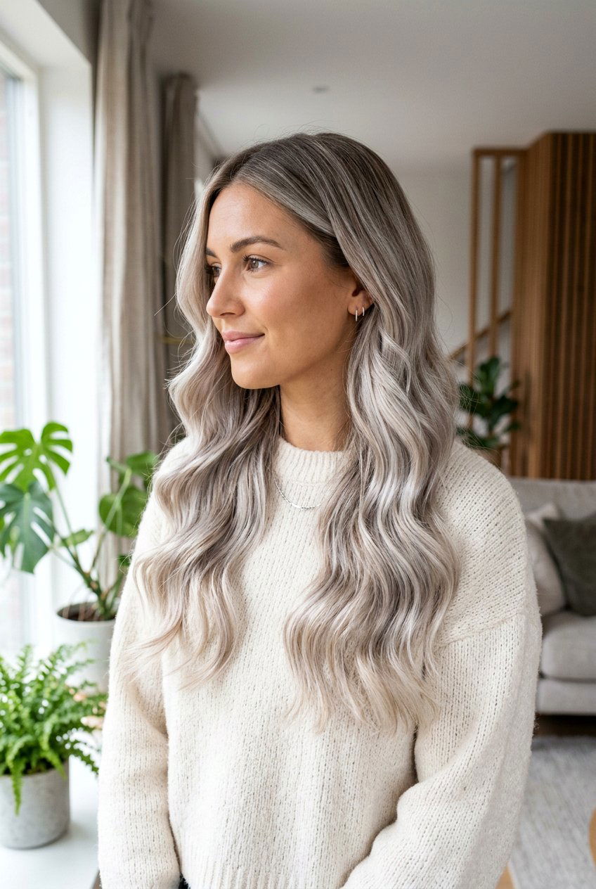 Ash Blonde Balayage on Long Wavy Hair - 20 cool blonde balayage - 20 cool blonde balayage