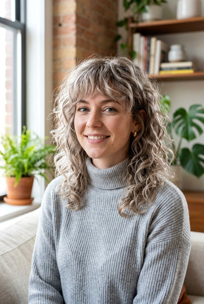 Ash Blonde Curly Shag - 20 hair color ideas for curly shags - 20 hair color ideas for curly shags