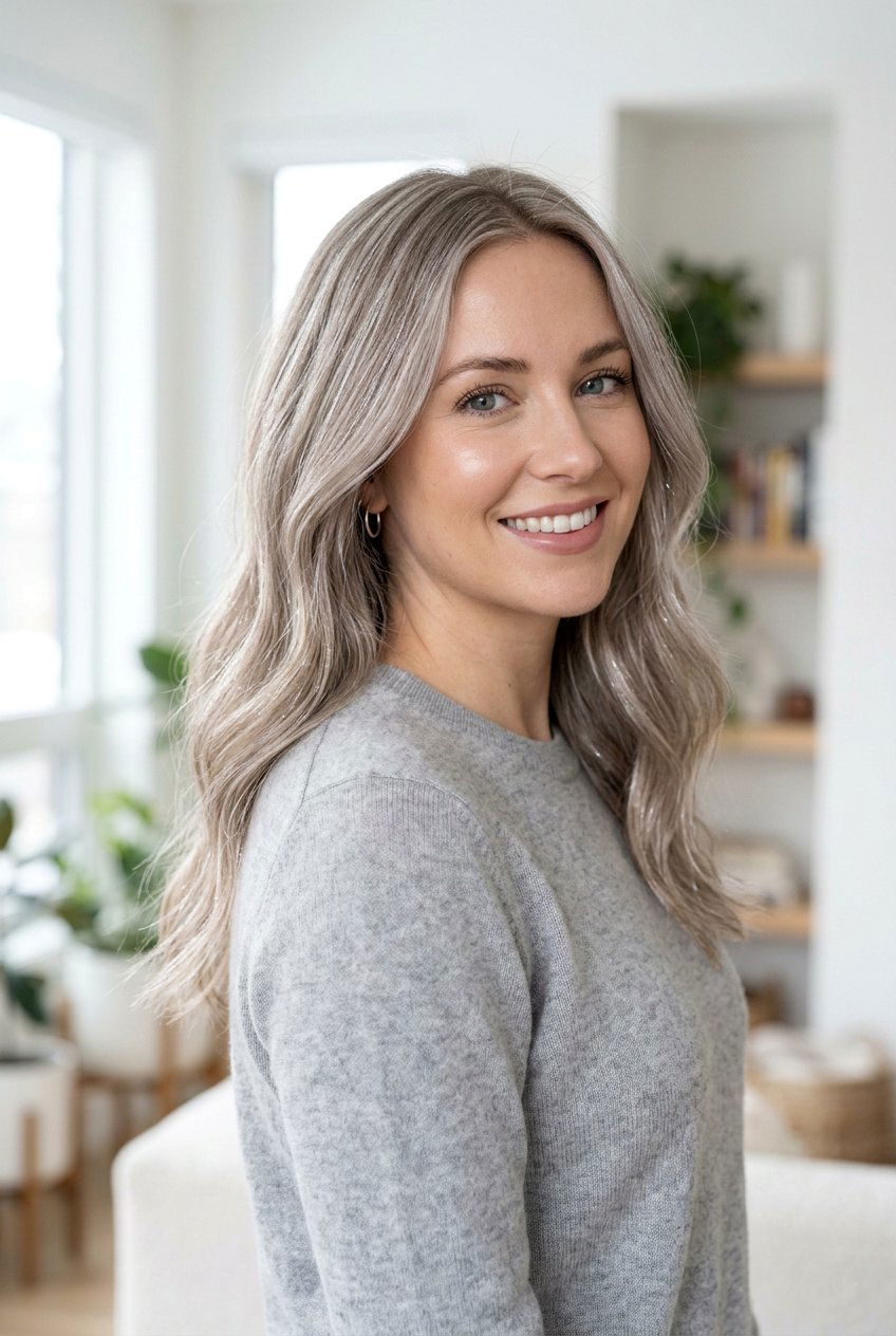 Ash Blonde Hair With Silver Babylights - 20 natural looking silver highlights - 20 natural looking silver highlights