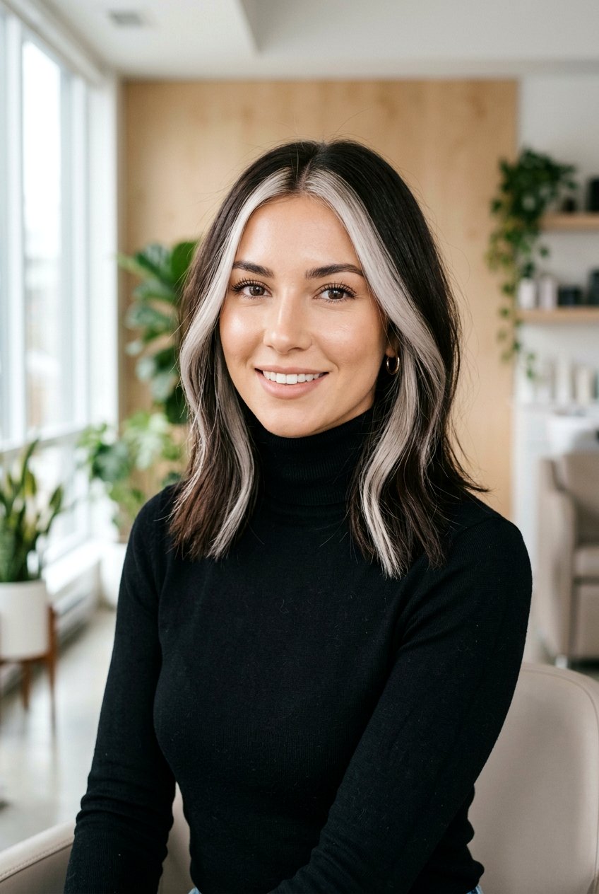 Ash Blonde Money Piece On Dark Hair - 20 natural looking money piece hair - 20 natural looking money piece hair