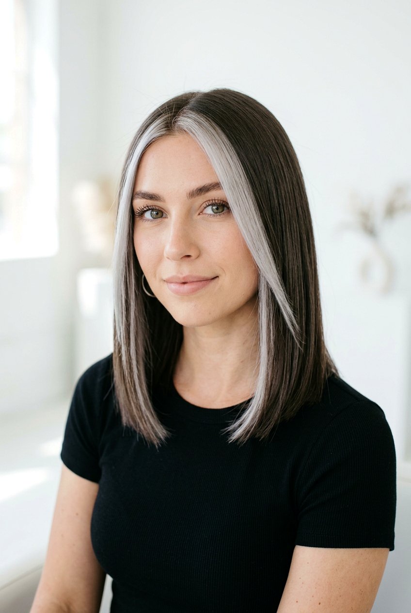 Ash Blonde Money Piece on Cool Toned Brown Hair - 20 brunette hair with blonde money piece - 20 brunette hair with blonde money piece