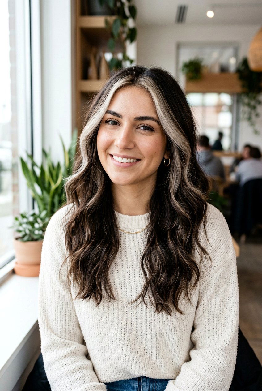 Ash Blonde Money Piece with Brunette Balayage - 20 money piece with balayage - 20 money piece with balayage