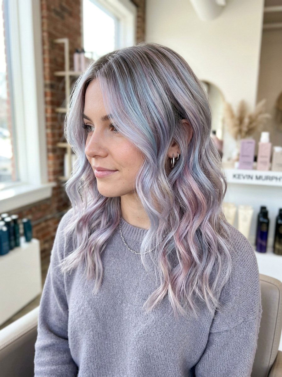 Ash Blonde Opal Balayage With Icy Blue And Lilac Undertones - 20 opal balayage hair - 20 opal balayage hair