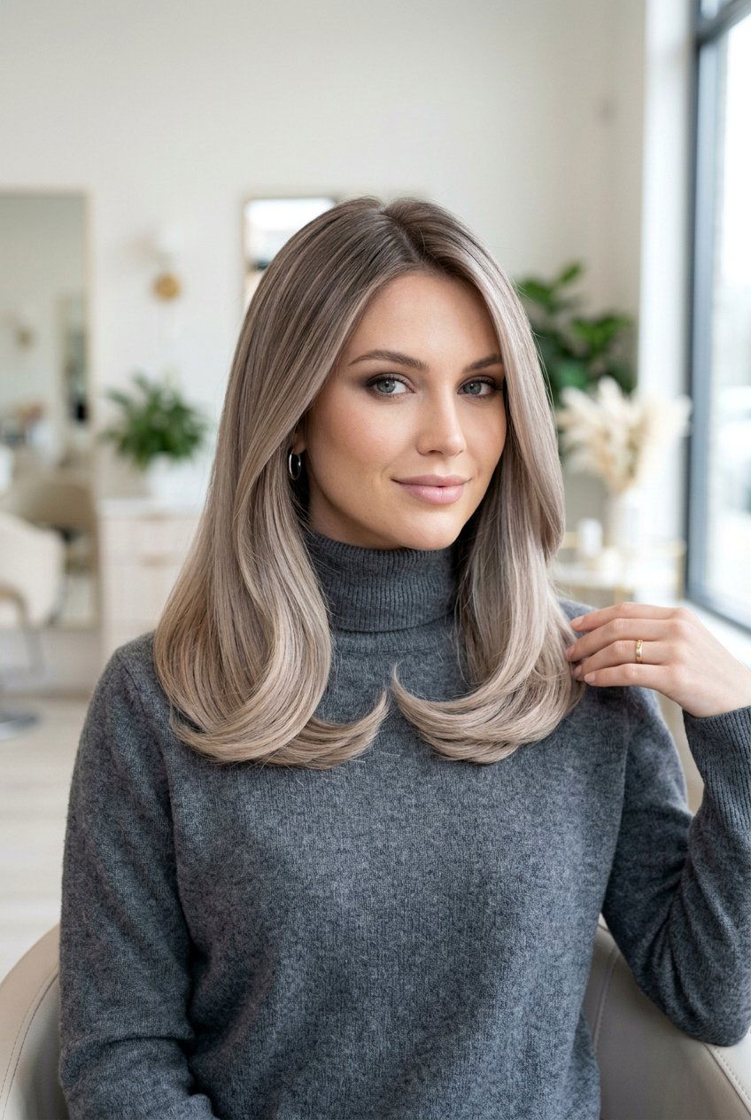 Ash Blonde Smooth Blowout - 20 expensive blonde blowout hairstyle - 20 expensive blonde blowout hairstyle