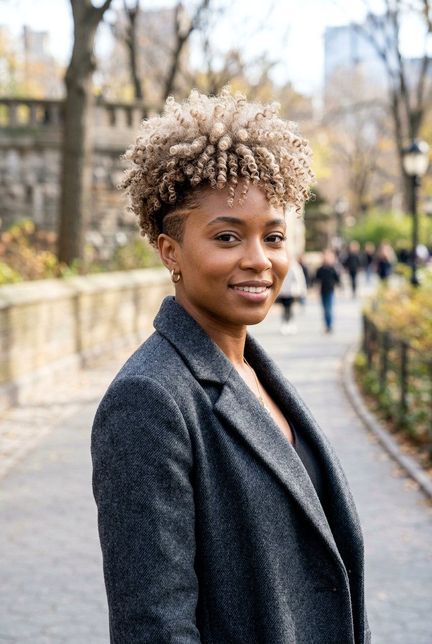 Ash Blonde Tapered Fro - 20 tapered fro with color for women - 20 tapered fro with color for women