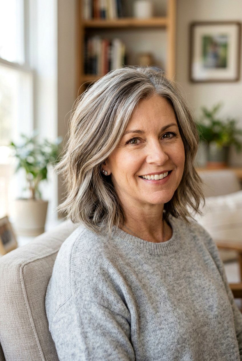 Ash Blonde and Gray Blend with Lowlights - 20 salt and pepper blend with lowlights - 20 salt and pepper blend with lowlights