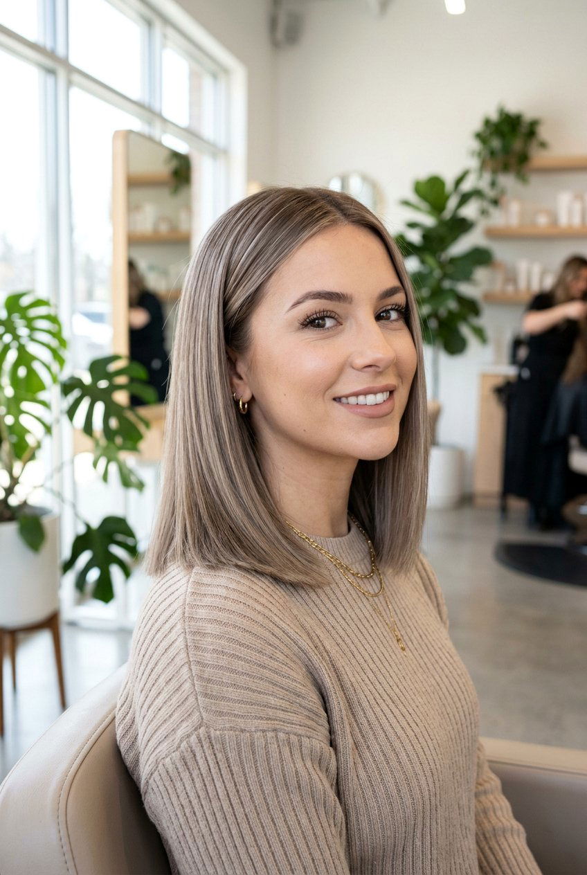 Ash Bronde Blunt Cut With Subtle Highlights - 20 cool ash bronde - 20 cool ash bronde