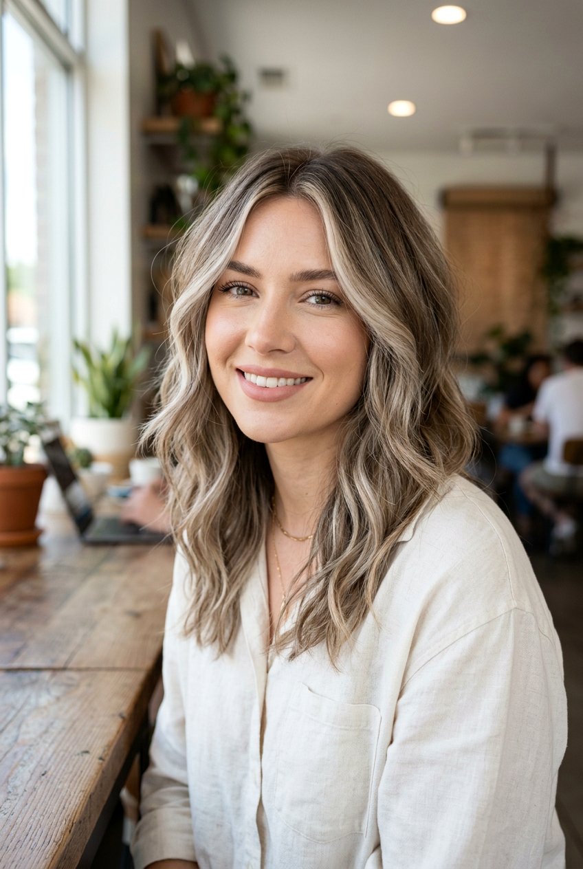 Ash Bronde Face Framing Highlights On Medium Hair - 20 cool ash bronde - 20 cool ash bronde