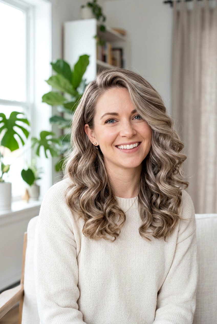 Ash Bronde Soft Curls With Side Part - 20 cool ash bronde - 20 cool ash bronde