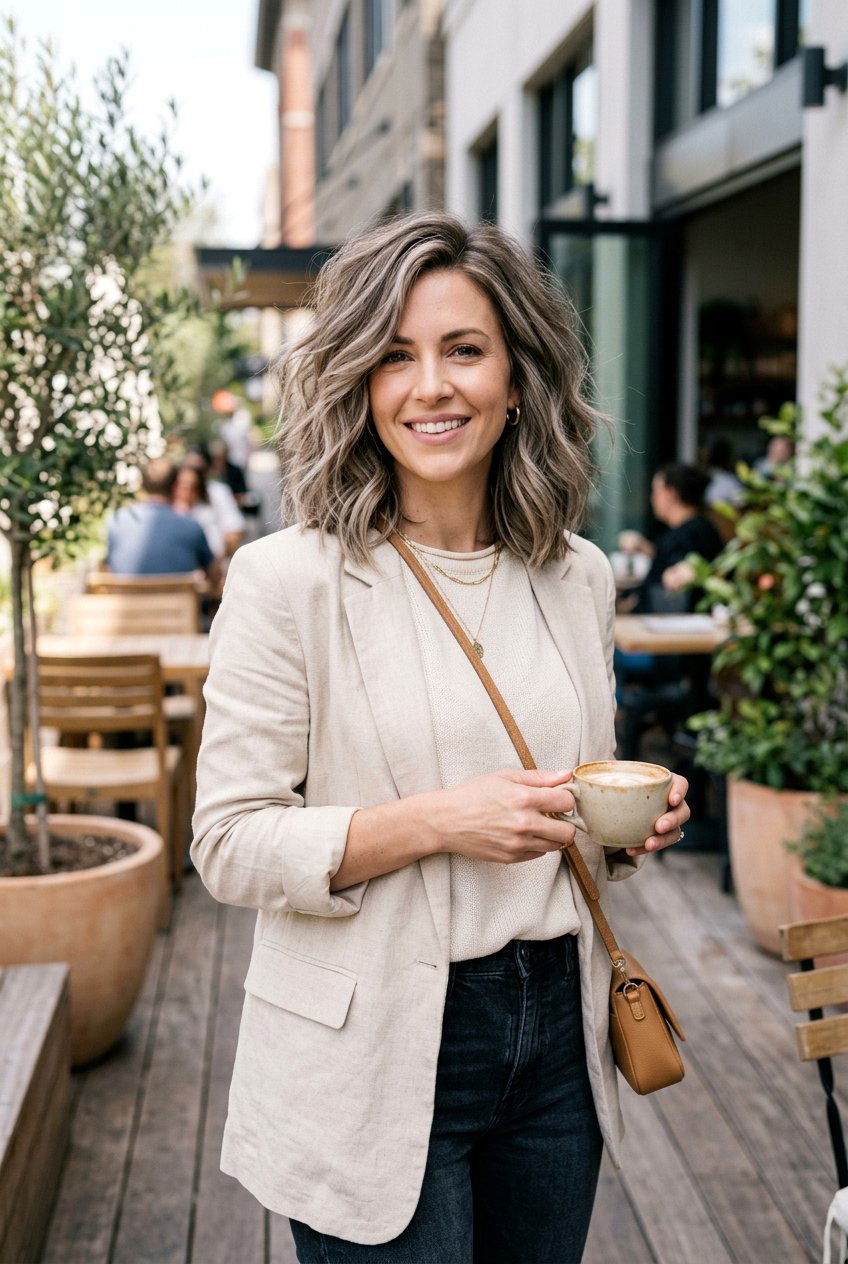 Ash Bronde Textured Lob With Layers - 20 cool ash bronde - 20 cool ash bronde