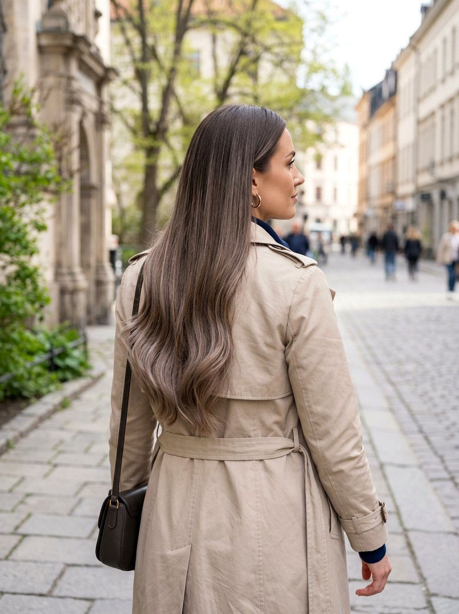 Ash Brown Balayage On Long Hair - 20 spring balayage for brunettes - 20 spring balayage for brunettes