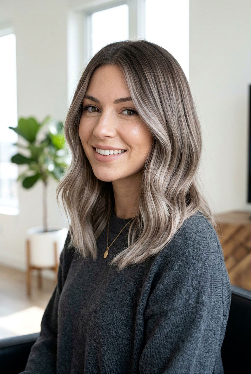 Ash Brown Balayage On Medium Length Hair - 20 low maintenance brunette balayage - 20 low maintenance brunette balayage