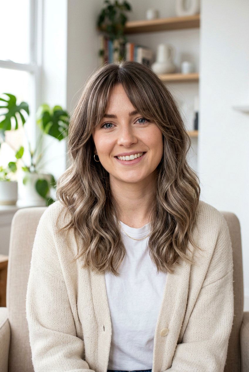Ash Brown Balayage With Curtain Bangs - 20 ash brown balayage for shoulder length hair - 20 ash brown balayage for shoulder length hair