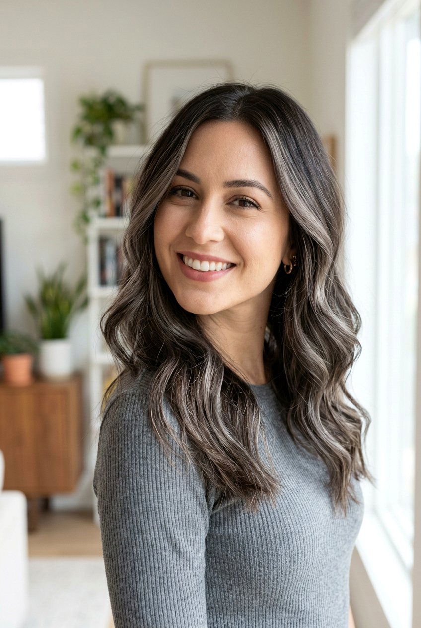 Ash Brown Highlights with Cool Undertones - 20 soft brunette highlights - 20 soft brunette highlights