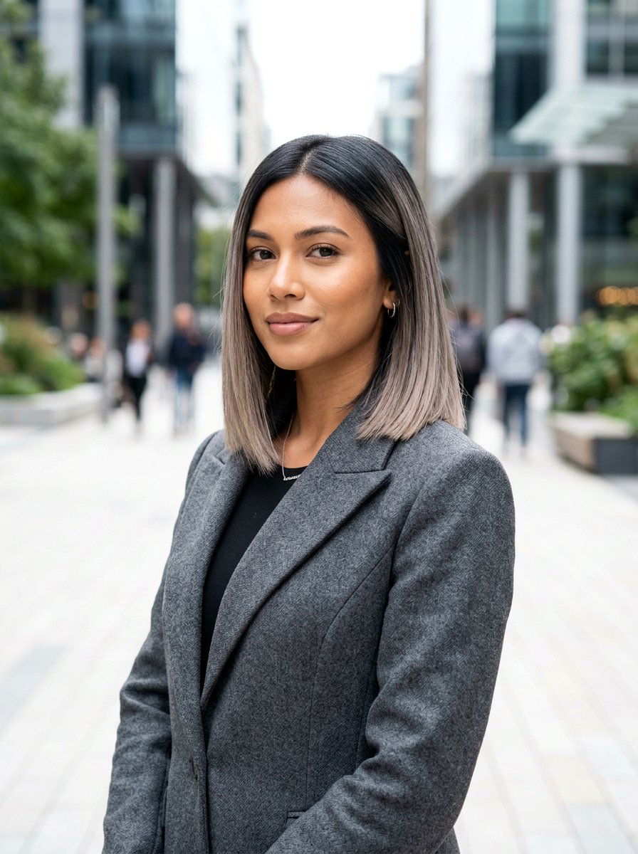 Ash Brown Ombre Straight Bob - 20 dimensional brunette for shoulder length hair - 20 dimensional brunette for shoulder length hair