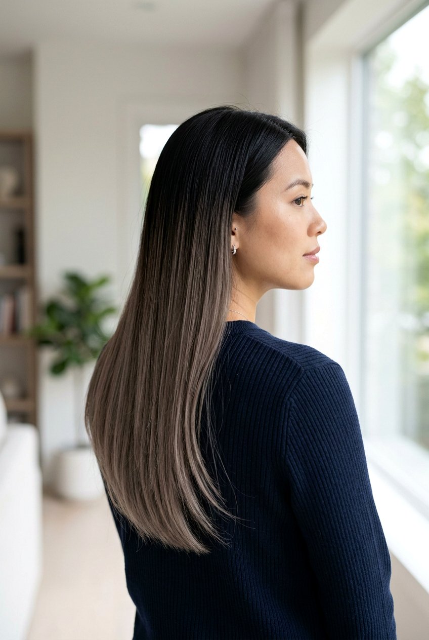 Ash Brown Sombre on Black Hair - 20 ash brown highlights on black hair - 20 ash brown highlights on black hair