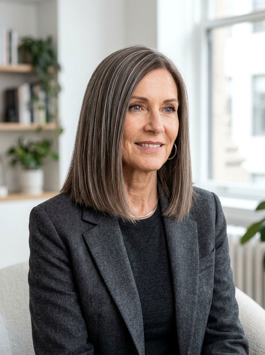 Ash Brown With Silver Foils - 20 youthful hair color for older women - 20 youthful hair color for older women