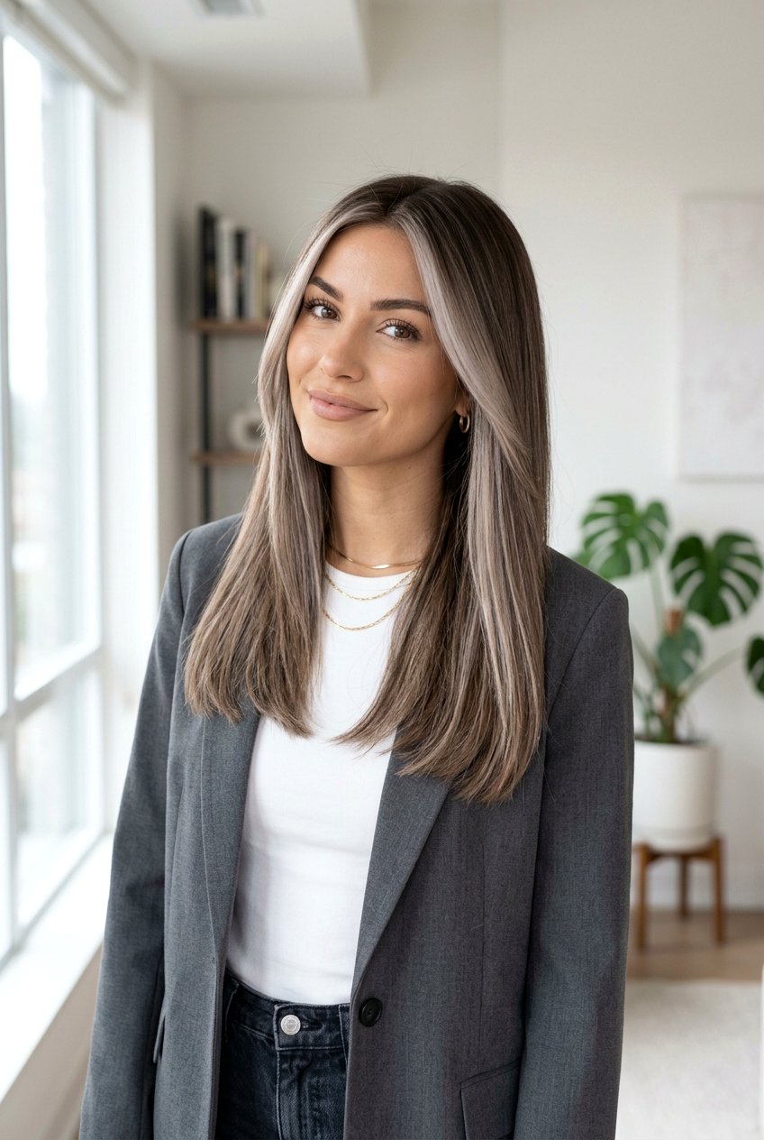 Ash Brunette Balayage With Cool Face Framing - 20 brunette balayage with face framing highlights - 20 brunette balayage with face framing highlights