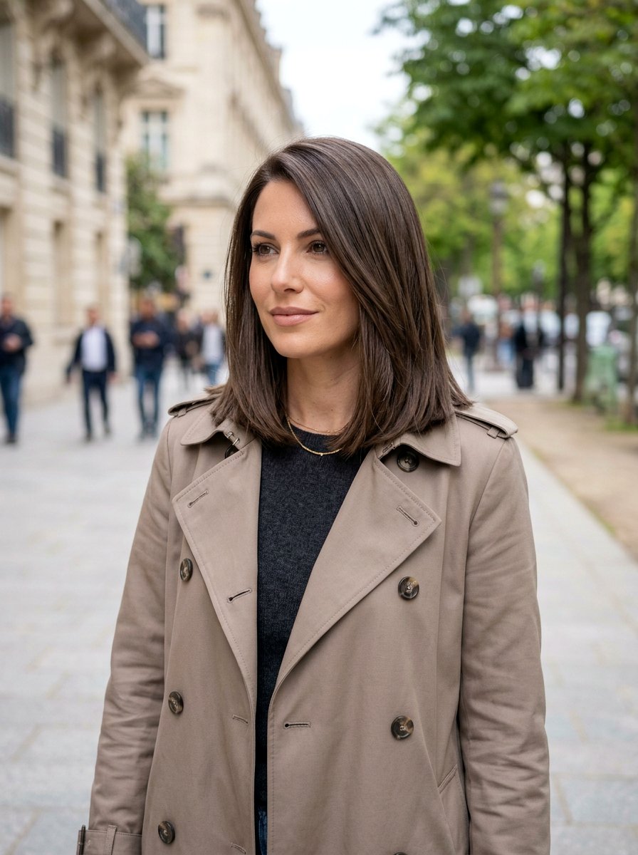 Ash Chocolate Cool Tone Gloss On Long Bob - 20 cool tone gloss for brunette hair - 20 cool tone gloss for brunette hair