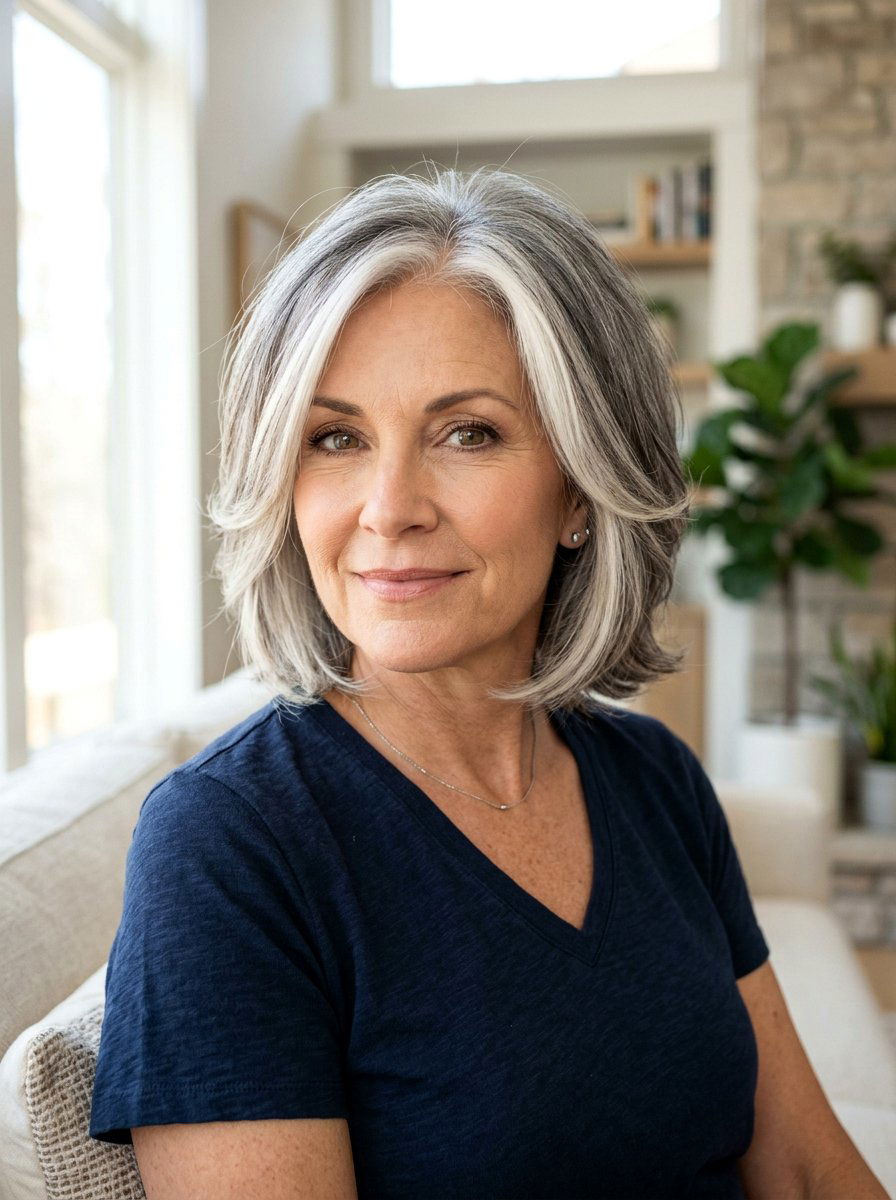 Ash Gray Blend Face Framing Layers - 20 dimensional gray blend for mature women - 20 dimensional gray blend for mature women