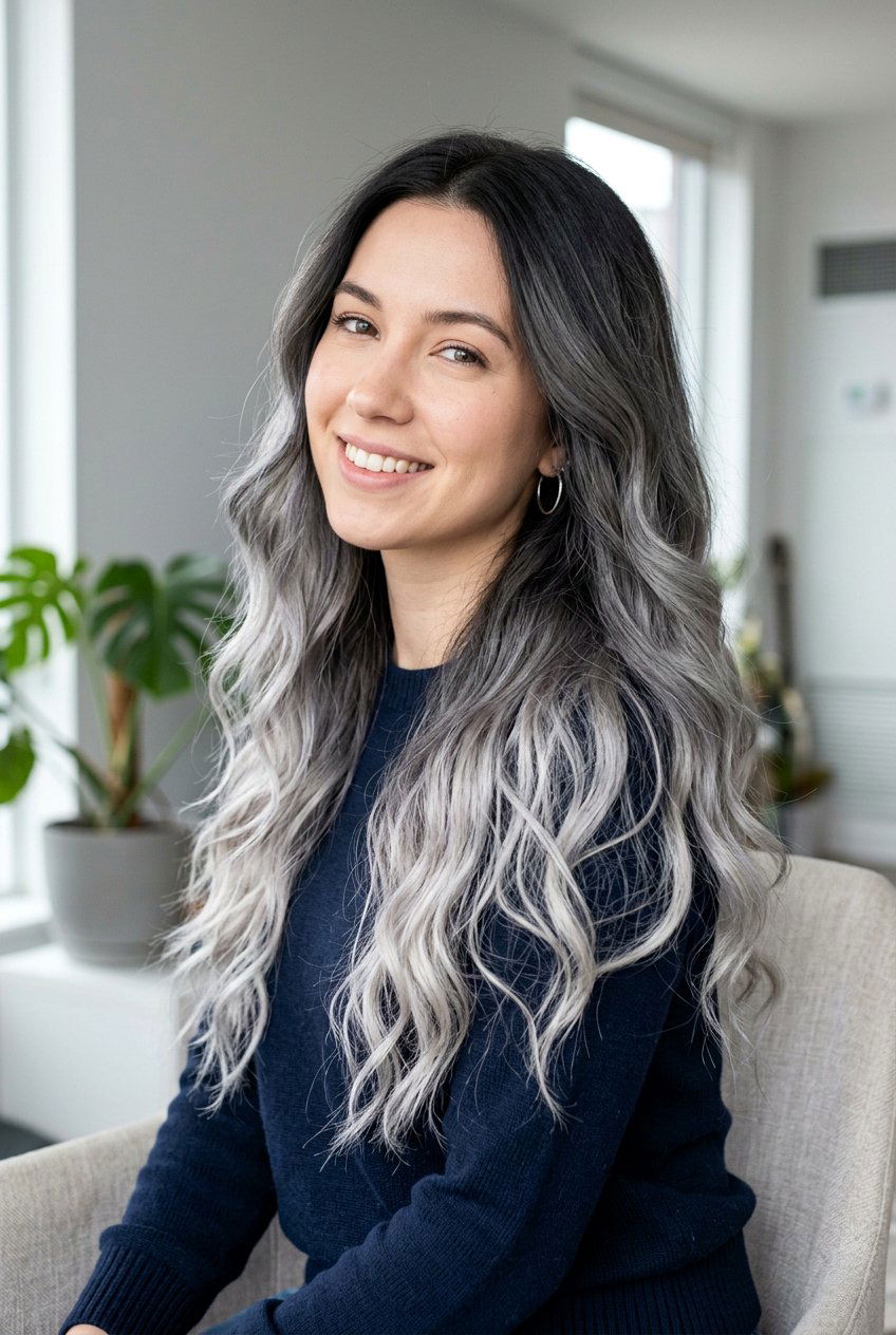Ash Gray Ombre Black Hair - 20 hair color ideas for black hair - 20 hair color ideas for black hair