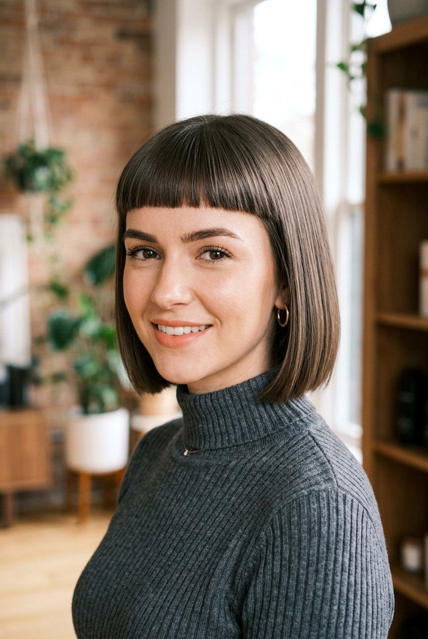 Ash Mocha Brown On Micro Bangs Bob - 20 ash mocha brown hair color - 20 ash mocha brown hair color