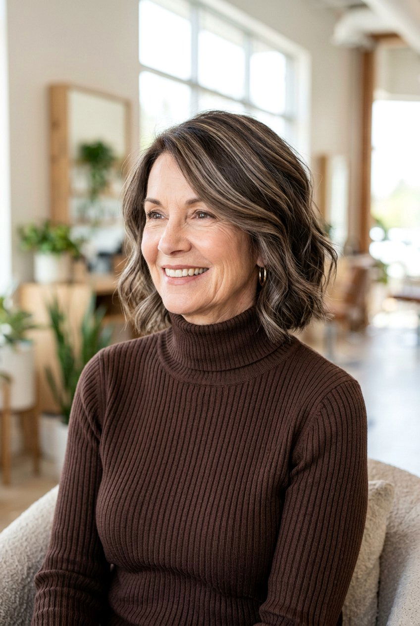 Ash Mocha - 20 mushroom brunette highlights for older women - 20 mushroom brunette highlights for older women