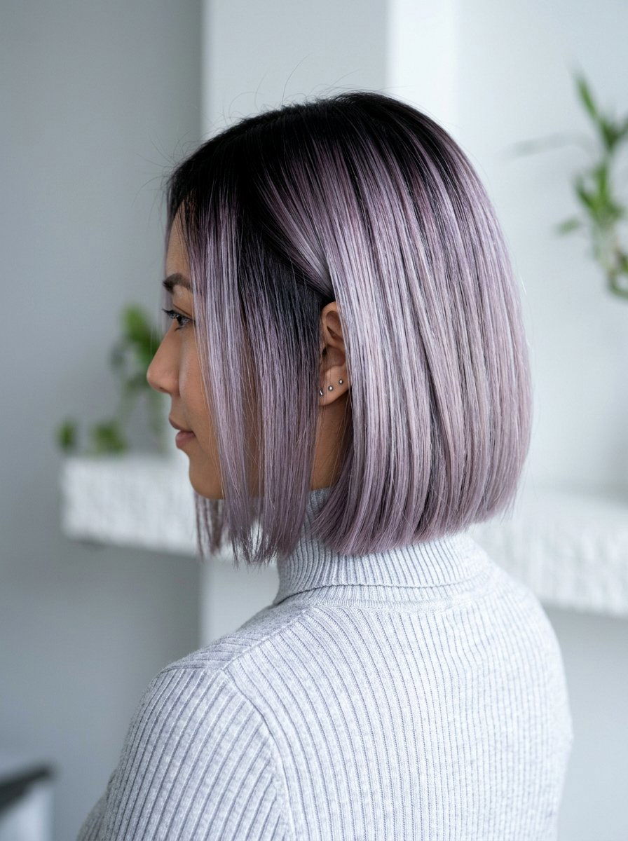 Ash Purple Balayage With Dark Roots - 20 purple balayage with black roots - 20 purple balayage with black roots