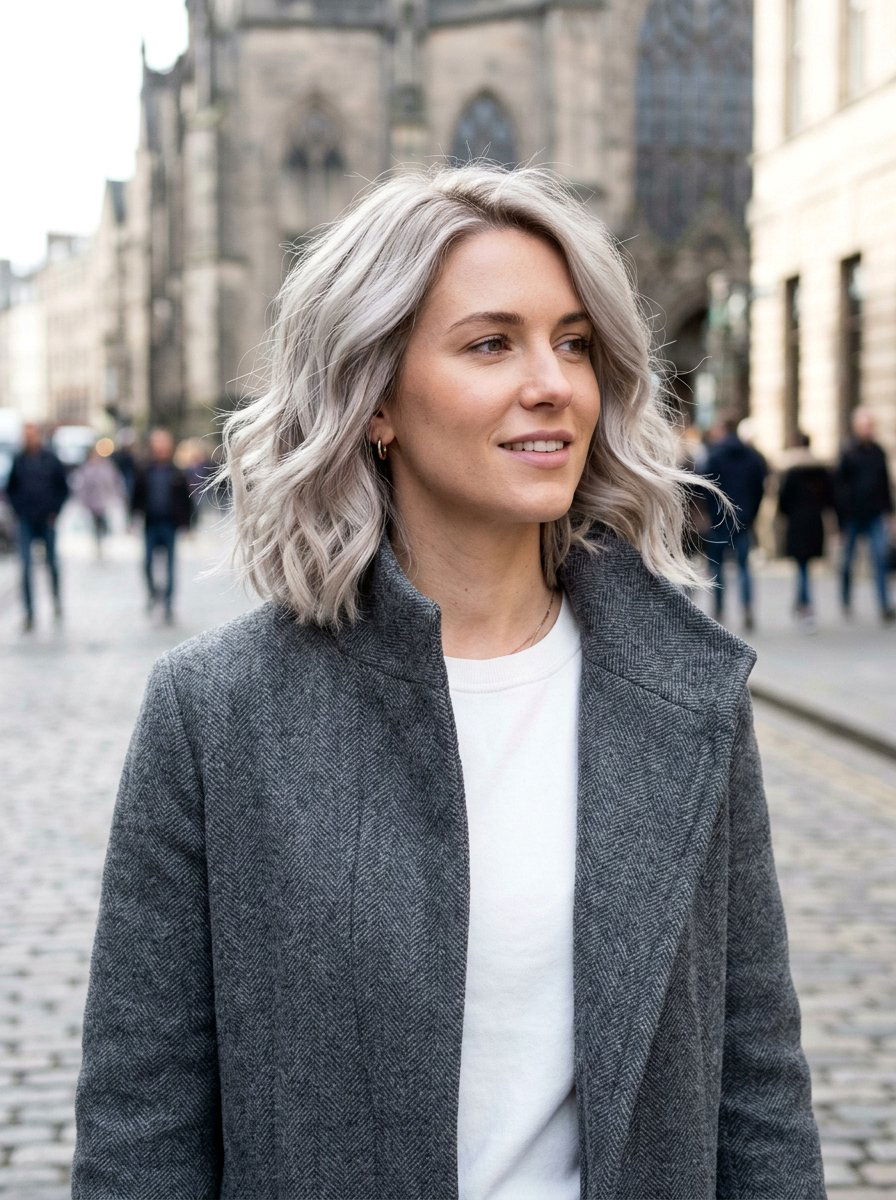 Ash Silver Blonde Lob - 20 winter silver blonde hair color - 20 winter silver blonde hair color